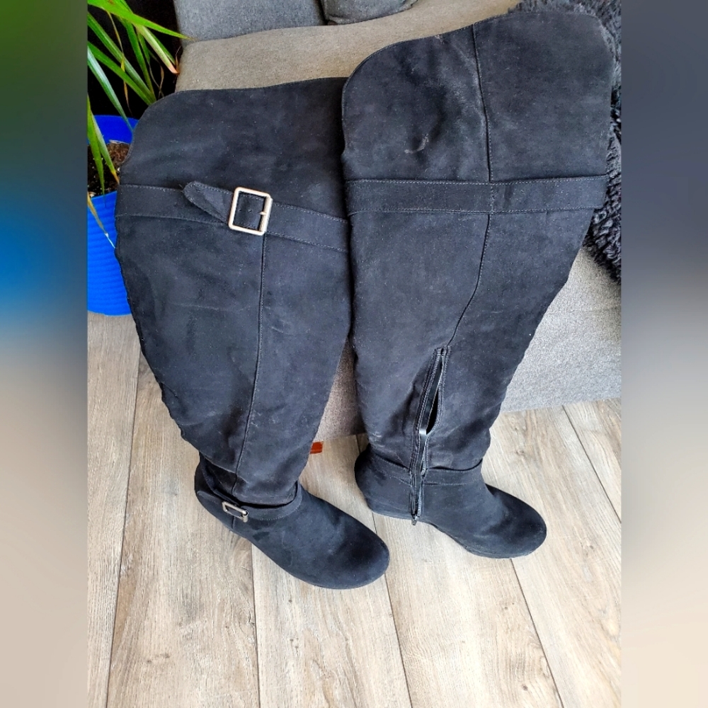 Black Suede above knee boots